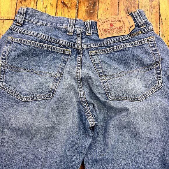 women's Lucky Brand Dungarees sz 31 low rise baggy fit relaxed 2000s stone wash - Picture 3 of 6